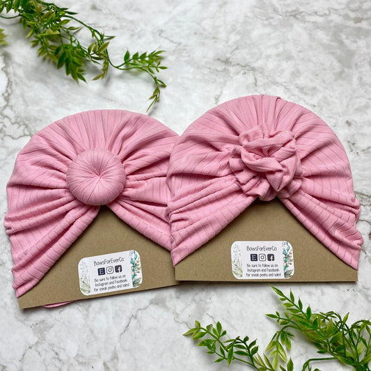 Ribbed Baby Pink Turban