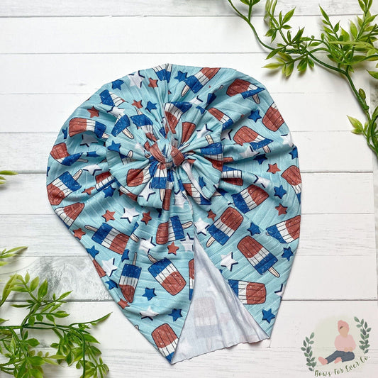 Ribbed  Red, White & Blue Popsicle Turban