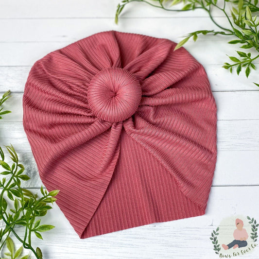Skinny Ribbed Rose Turban