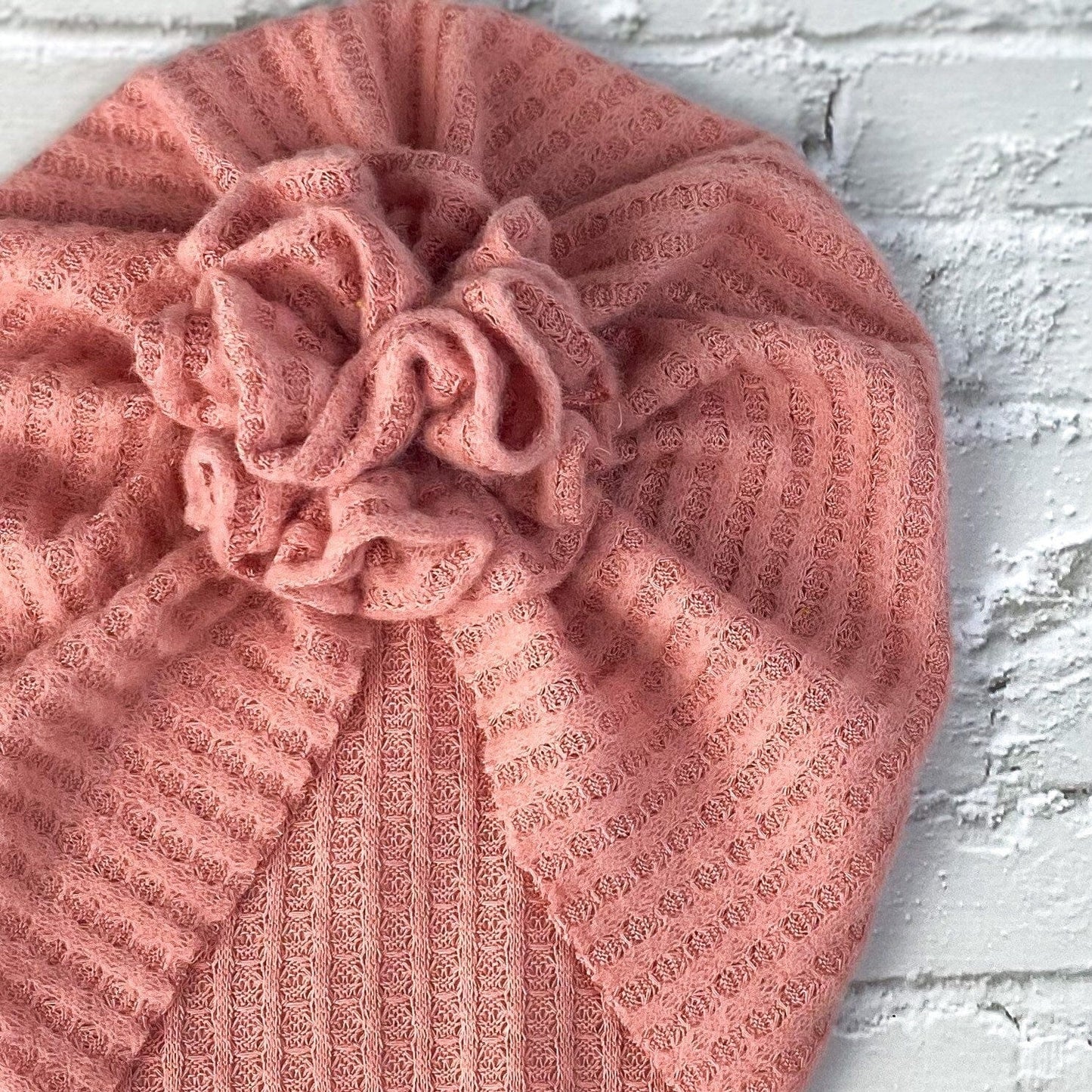 Pink Brushed Waffle Knit Turban