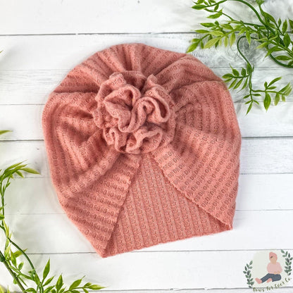 Pink Brushed Waffle Knit Turban