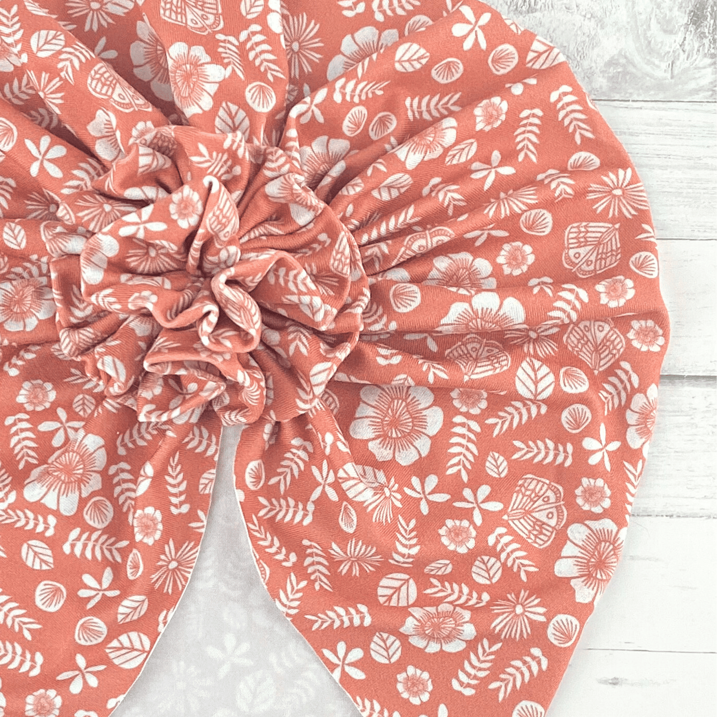 Coral Butterfly Floral Turban