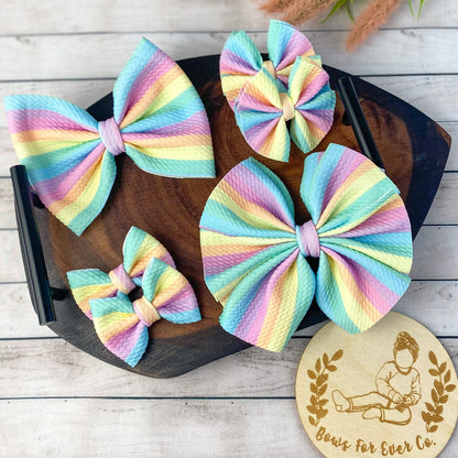 Pastel Rainbow Stripes Bow