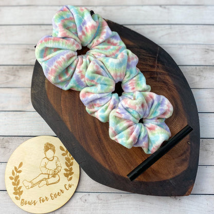 Pastel Rainbow Tie Dye Velvet Scrunchie