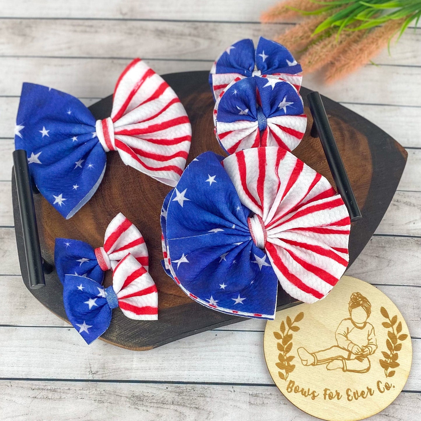 Two Tone Stars and Stripes Bow
