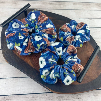 Navy Highland Cows Velvet Scrunchie