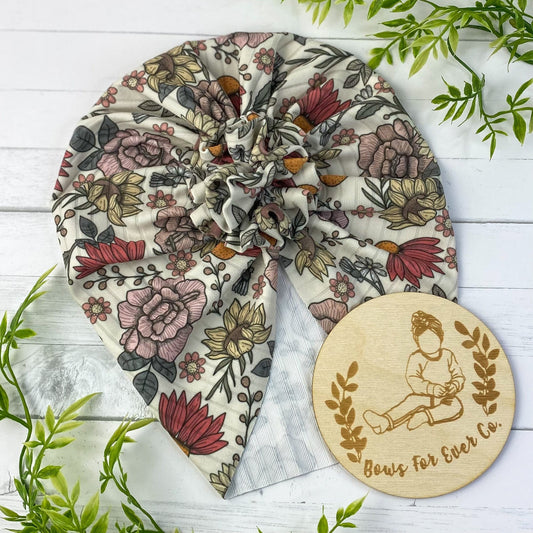 Ribbed Bright Floral Turban
