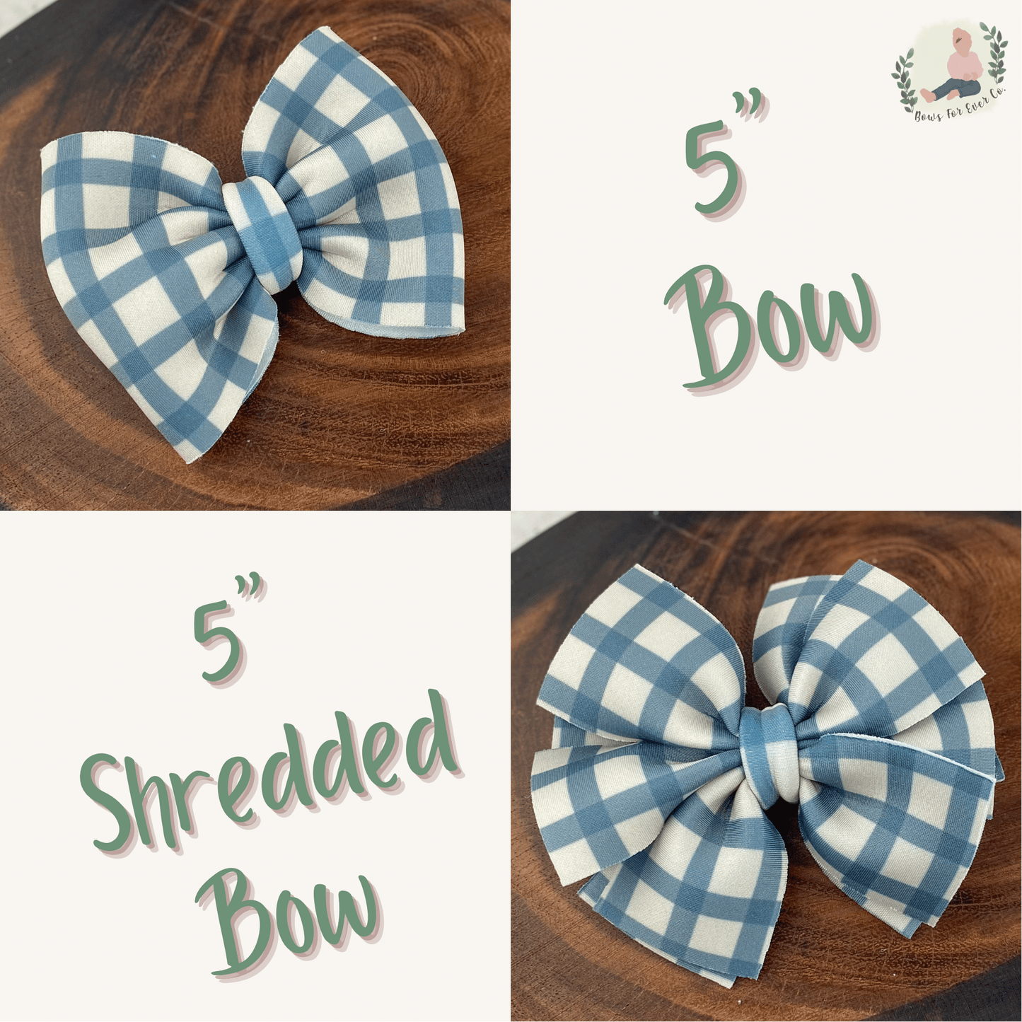 Blue Plaid Puff Bow