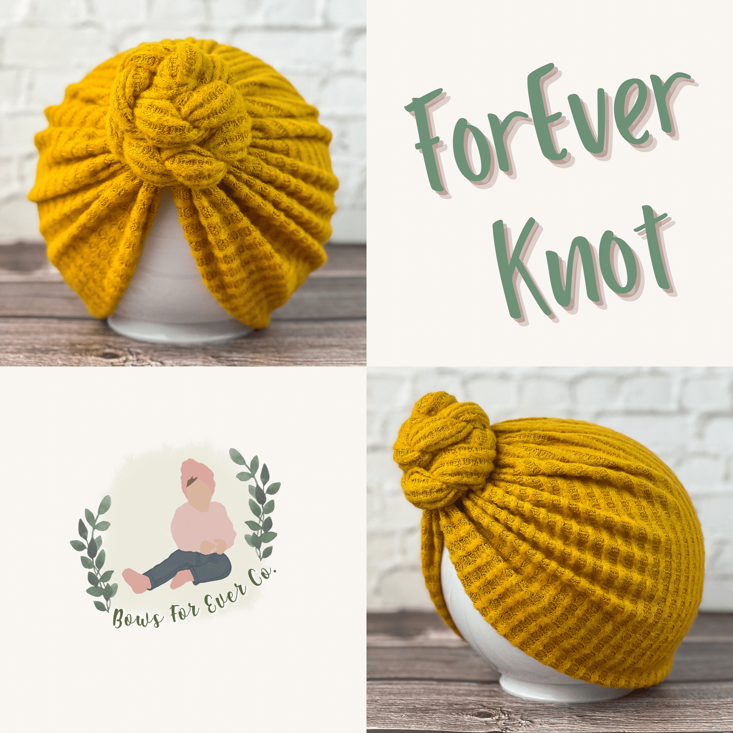 Mustard Brushed Waffle Knit Turban