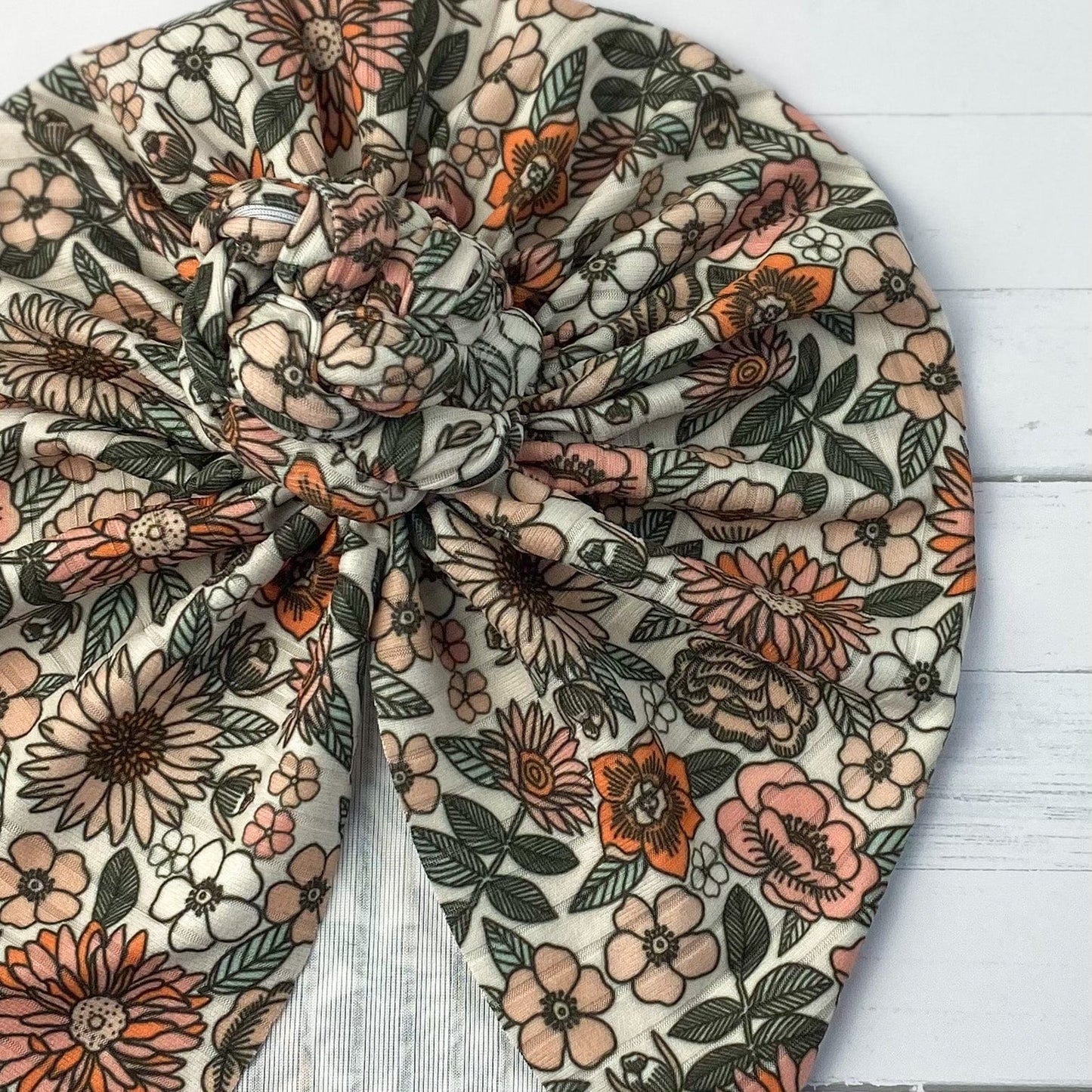 Ribbed 70’s Floral Turban