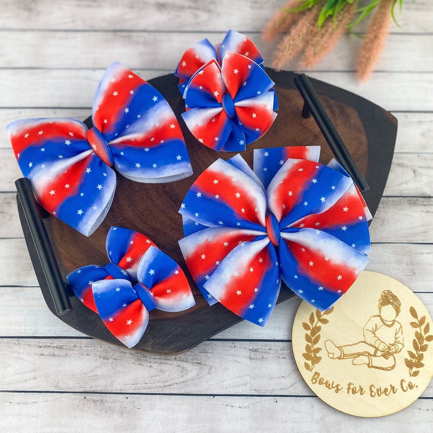 Red, White, and Blue Stripes Puff Bow
