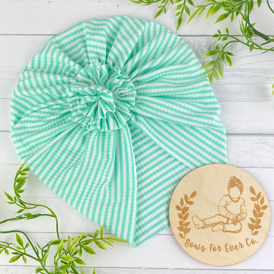 Ribbed Mint Stripes Turban