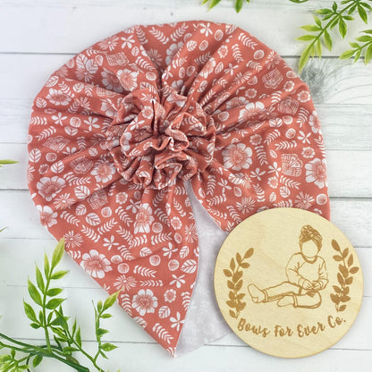 Coral Butterfly Floral Turban