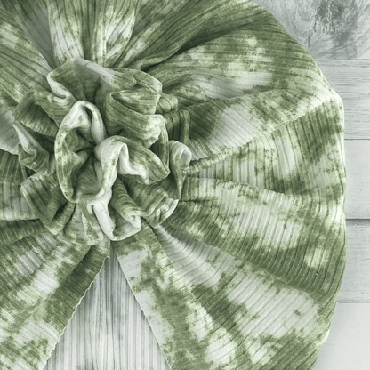 Ribbed Green Tie Dye Turban