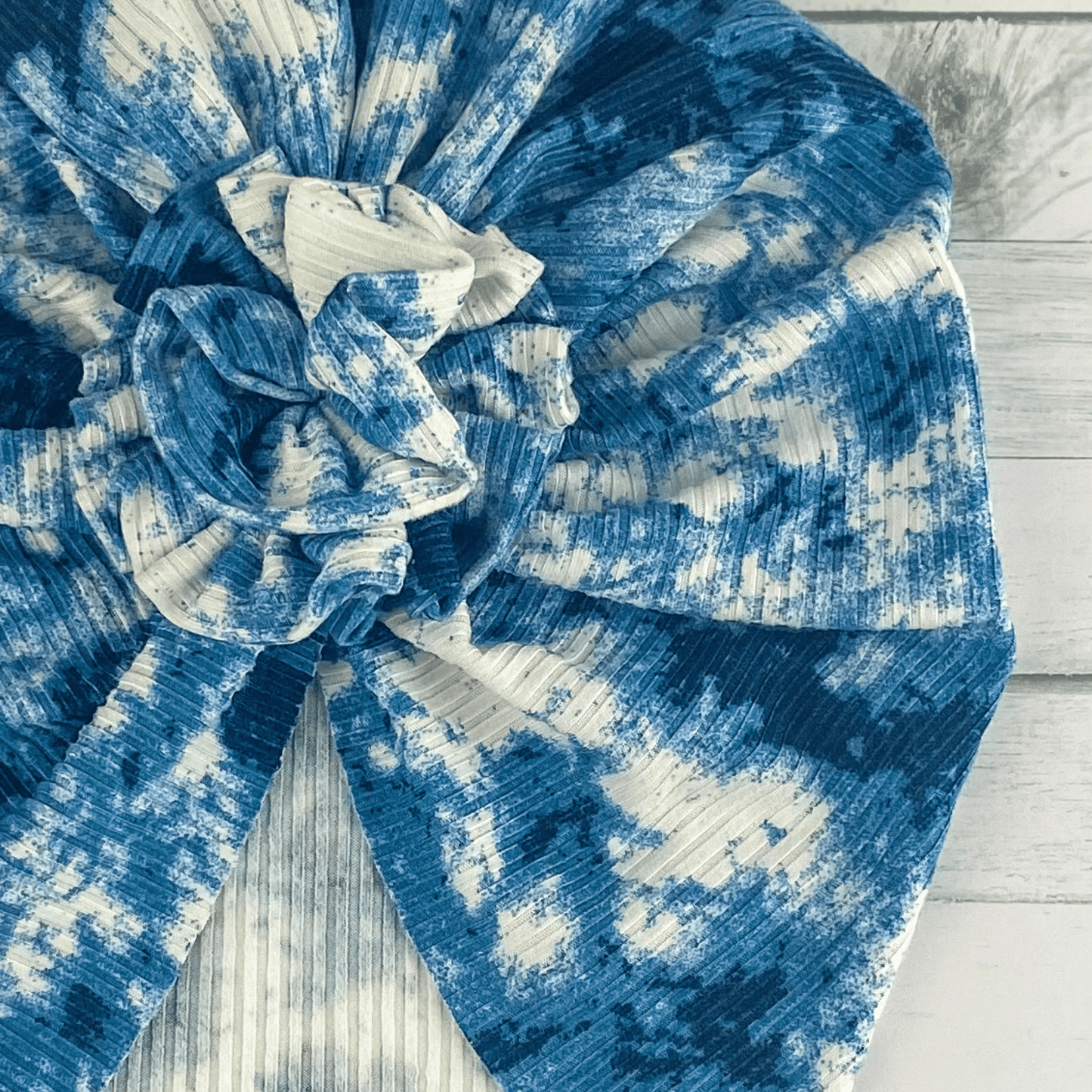Ribbed Blue Tie Dye Turban